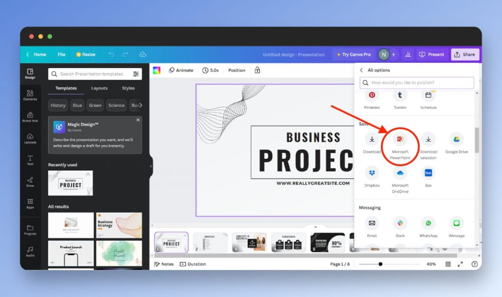 how to make canva presentation into google slides