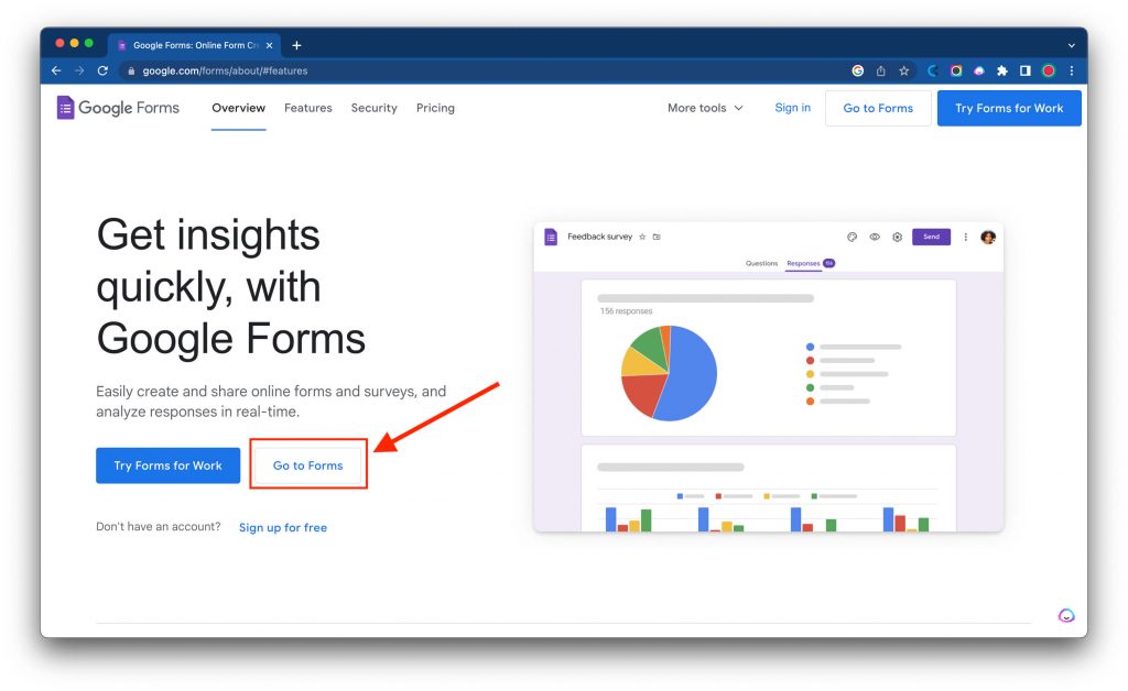 Google Forms sign in page