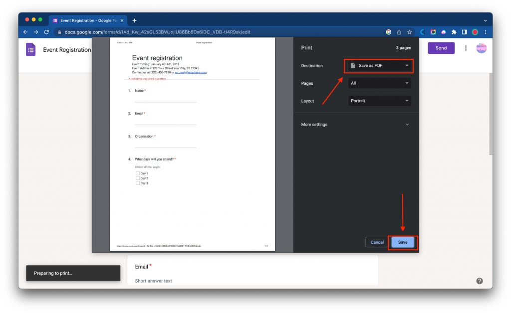 Google Forms Save as PDF