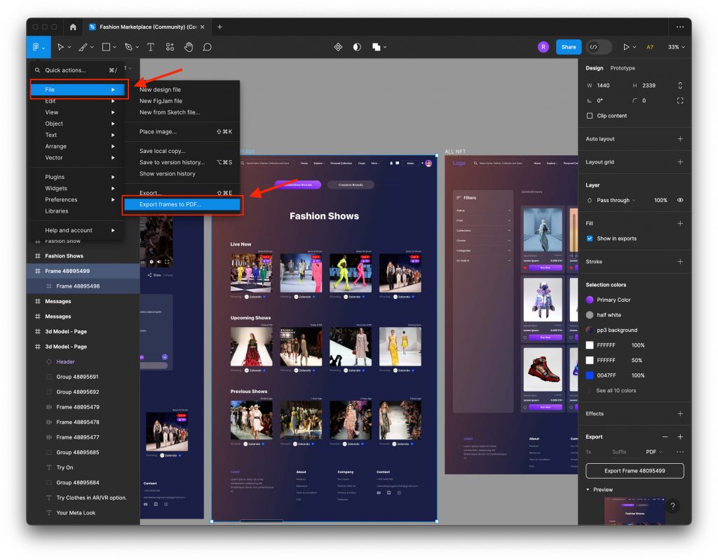 exporting figma to pdf