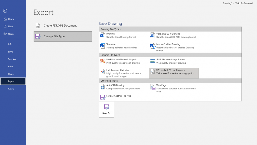 Visio Export Options and Compatibility