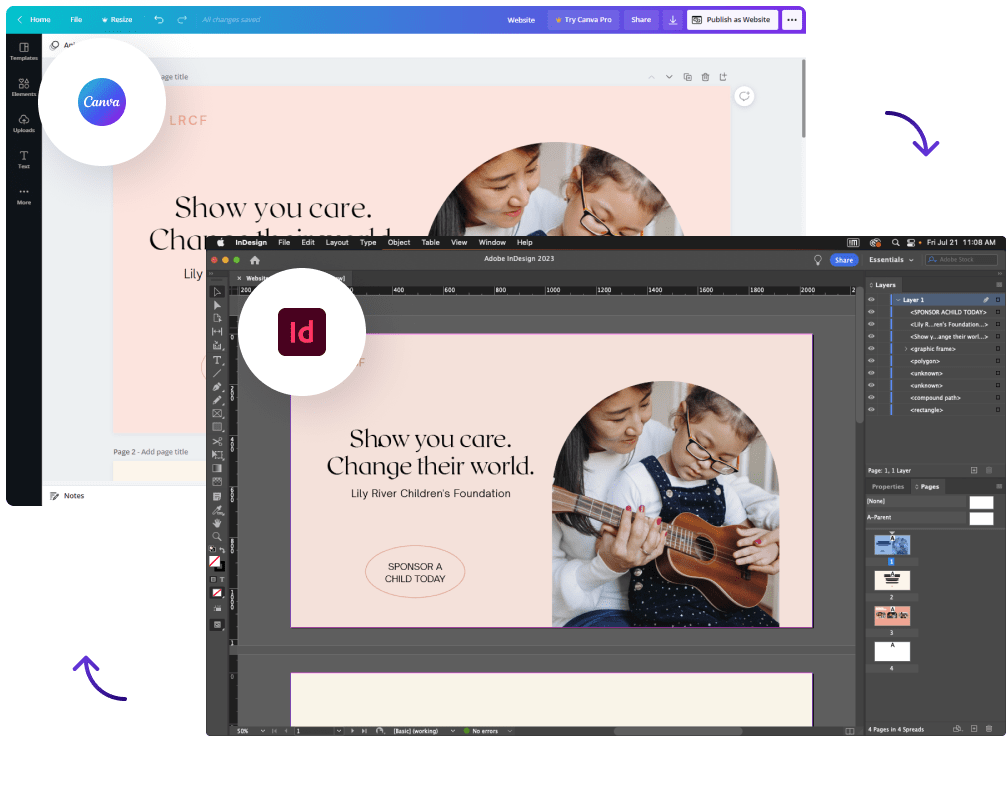 Canva to InDesign converter example