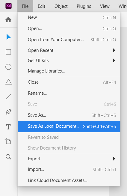 saving as a local document